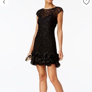 GUESS Floral Lace Ruffled Hem Sheath Dress